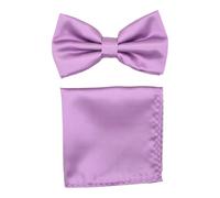 Massiliano Sergio Ensemble Noeud papillon et Pochette assortie, 30% Soie 70% Polyester, Coffret, Nœud Papillon : 12x6cm, Pochette : 24x24cm, Violet lila Uni.