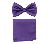 Massiliano Sergio Ensemble Noeud papillon et Pochette assortie, 30% Soie 70% Polyester, Coffret, Nœud Papillon : 12x6cm, Pochette : 24x24cm, Violet Uni.