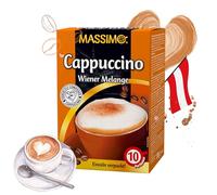 Massimo Cappuccino Wiener Melange Lot de 80 bâtonnets de café instantané de 15 g (8 paquets de 150 g) Poudre aromatisée avec café en grains solubles et blanc café
