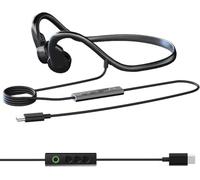 Massinans Casque filaire à conduction osseuse, écouteurs de sport à conduction osseuse avec câble adaptateur de type C pour les entraînements sportifs