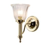 Massive Bain Lampe Avec LED en Laiton Verre Ondulé IP44 Inoxydable Salle de Mur
