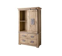 MASSIVMOEBEL24.DE Armoire Manguier Beige laqué Railway #313