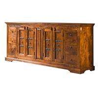 Long buffet - Bois massif d'acacia laqué (Miel) - Style colonial - OXFORD #0414