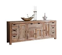 MASSIVMOEBEL24.DE Buffet Bas Sheesham Gris huilé Nature Grey #080