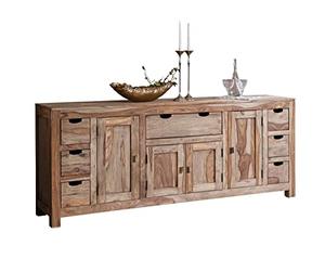 MASSIVMOEBEL24.DE Buffet Bas Sheesham Gris huilé Nature Grey #080