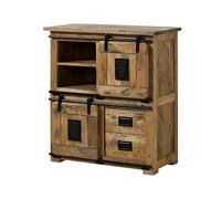 MASSIVMOEBEL24.DE Buffet Haut Manguier Natur laqué Railway #1005 | 90x45x100 cm (BxTxH)52kgIndustrielmontémassif