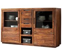 MASSIVMOEBEL24.DE Buffet Haut Sheesham Brun foncé laqué Duke #113 | 198x45x125 cm (BxTxH)132kgModernemontémassif