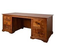 MASSIVMOEBEL24.DE Bureau - Bois Massif d'acacia laqué (Miel) - Style Colonial - Oxford #0529