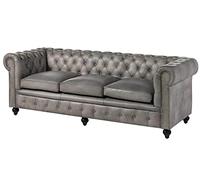 MASSIVMOEBEL24.DE Canapé 3 Places Gris Chesterfield #203