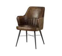 MASSIVMOEBEL24.DE Chaise 55x62x84 Cuir Iron Label - Différentes Couleurs, Couleur:Marron foncé, Quantité:1 pièce, Matériaux:Cuir véritable