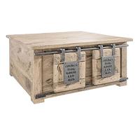 MASSIVMOEBEL24.DE Coffre 90x90 Manguier laqué Whitewash Railway #364