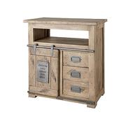 MASSIVMOEBEL24.DE Commode 80x45 Manguier laqué Blanchi Railway #310