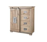 MASSIVMOEBEL24.DE Commode 90x45 Manguier laqué Blanchi Railway #303