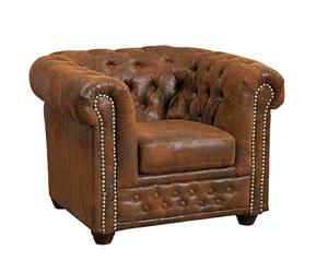 MASSIVMOEBEL24.DE Fauteuil (Brun Café) - Chesterfield