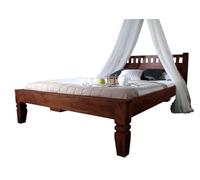 MASSIVMOEBEL24.DE Lit 160x200 - Bois Massif d'acacia laqué (Nougat) - Style Colonial - Oxford #229