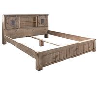 MASSIVMOEBEL24.DE Lit Double 140x200 Manguier laqué Whitewash Railway #372