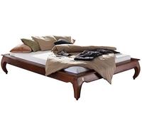 MASSIVMOEBEL24.DE Lit Double 140x200cm - Bois Massif d'acacia laqué - Inspiration Ethnique-Coloniale - Opium #262