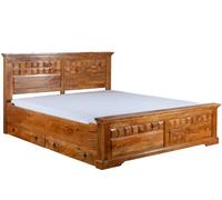 MASSIVMOEBEL24.DE Lit Double 200x200 Acacia laqué Miel Oxford #0311
