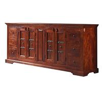 MASSIVMOEBEL24.DE Long Buffet - Bois Massif d'acacia laqué (Nougat) - Style Colonial - Oxford #414