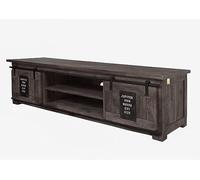 MASSIVMOEBEL24.DE Meuble TV Manguier Gris laqué 180 cm (BxTxH) Railway #235