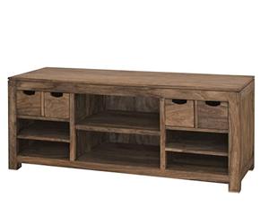 MASSIVMOEBEL24.DE Meuble TV Sheesham Gris huilé Nature Grey #40