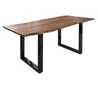 Massivmoebel24.de Table à Manger 140x90cm - Bois d'acacia laqué (Bois Naturel/Anthracite laqué) - Freeform 3