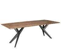 MASSIVMOEBEL24.DE Table à Manger 140x90cm - Bois d'acacia laqué (Bois Naturel/Anthracite laqué) - Freeform 4