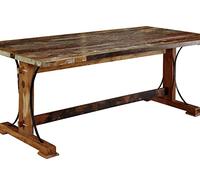 Massivmoebel24.de Table à Manger 140x90cm - Bois Massif recyclé Multicolore laqué - Inspiration Ethnique - Nature of Spirit #09