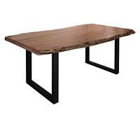 MASSIVMOEBEL24.DE Table à Manger 160cm - Bois Massif d'acacia laqué (Bois Naturel/Anthracite Mat) - Freeform 5