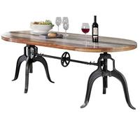 MASSIVMOEBEL24.DE Table à Manger 180x100cm - Fer et Bois Massif recyclé laqué (Multicolore) - Industrial #04