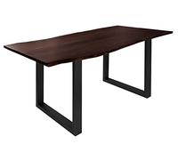 MASSIVMOEBEL24.DE Table à Manger 220x100cm - Bois d'acacia laqué (Brun/Anthracite Mat) - Freeform 3