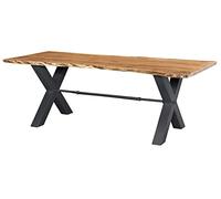 MASSIVMOEBEL24.DE Table à Manger 240x100cm - Bois Massif d'acacia laqué (Bois Naturel/Anthracite) - Iron Label #128