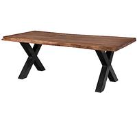 MASSIVMOEBEL24.DE Table à Manger Sheesham Gris coloré Freeform | 220x100x77 cm (BxTxH)84kgModernedémontémassif