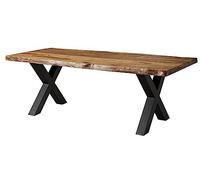 MASSIVMOEBEL24.DE Table à Manger Sheesham Natur sablé laqué Freeform | 260x100x77 cm (BxTxH)102kgModernedémontémassif