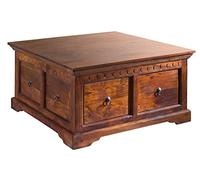 MASSIVMOEBEL24.DE Table basse 90x90 Acacia laqué Nougat OXFORD #415