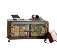 MASSIVMOEBEL24.DE Table Basse avec roulettes 90x60cm - Bois Massif recyclé laqué (Multicolore) - Inspiration Ethnique - FREEZY #20