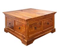 MASSIVMOEBEL24.DE Table Basse Inspiration Coffre - Bois Massif d'acacia laqué (Miel) - Style Colonial - Oxford #0416