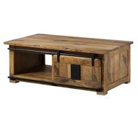 MASSIVMOEBEL24.DE Table Basse Manguier Natur laqué Railway #1007 | 120x70x45 cm (BxTxH)42kgIndustrielmontémassif