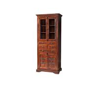 MASSIVMOEBEL24.DE Vitrine 80x50 Acacia laqué Nougat Oxford #454