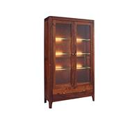 MASSIVMOEBEL24.DE Vitrine Sheesham Brun foncé huilé Brooklyn #27 | 100x40x178 cm (BxTxH)66kgMid Centurymontémassif