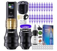 Mast Fold2 Pro Kit de tatouage complet sans fil, longueur 7 temps, 2 poignées de 40 mm et 44 mm, cartouches d'aiguilles, kit d'encre de tatouage noire