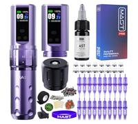 Mast Fold2 Pro Kit Tatouage Professionnel Sans Fil Machine à Tatouer Rotative Tattoo Machine Pen avec 2 Batteries 2000mAh, Connexion RCA, Aiguilles et Encre Noire | Set Complet purple