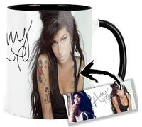 MasTazas Amy Winehouse Tasse Ceramique Intérieure et Poignée Noire Mug