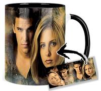 MasTazas Angel & Buffy David Boreanaz Sarah Michelle Gellar B Tasse Ceramique Intérieure et Poignée Noire Mug