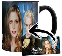 MasTazas Buffy The VampireSlayer Sarah Michelle Gellar Spike James Marsters Tasse Ceramique Intérieure et Poignée Noire Mug