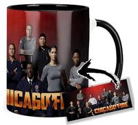 MasTazas Chicago Fire Taylor Kinney Jesse Spencer Kara Killmer Tasse Ceramique Intérieure et Poignée Noire Mug