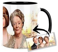 MasTazas Downton Abbey A New Era Hugh Bonneville Maggie Smith Michelle Dockery Tasse Ceramique Intérieure et Poignée Noire Mug