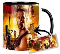 MasTazas Predator Arnold Schwarzenegger Carl Weathers B Tasse Ceramique Intérieure et Poignée Noire Mug