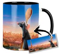MasTazas Ratatouille Eiffel Tower Paris Tasse Ceramique Intérieure et Poignée Noire Mug