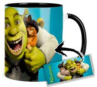 MasTazas Shrek Puss In Boots Donkey Tasse Ceramique Intérieure et Poignée Noire Mug